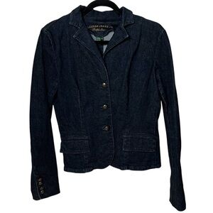 VTG LRL Denim Blazer Lauren Ralph Lauren Dark Blue Jean Jacket Women’s SZ M Work